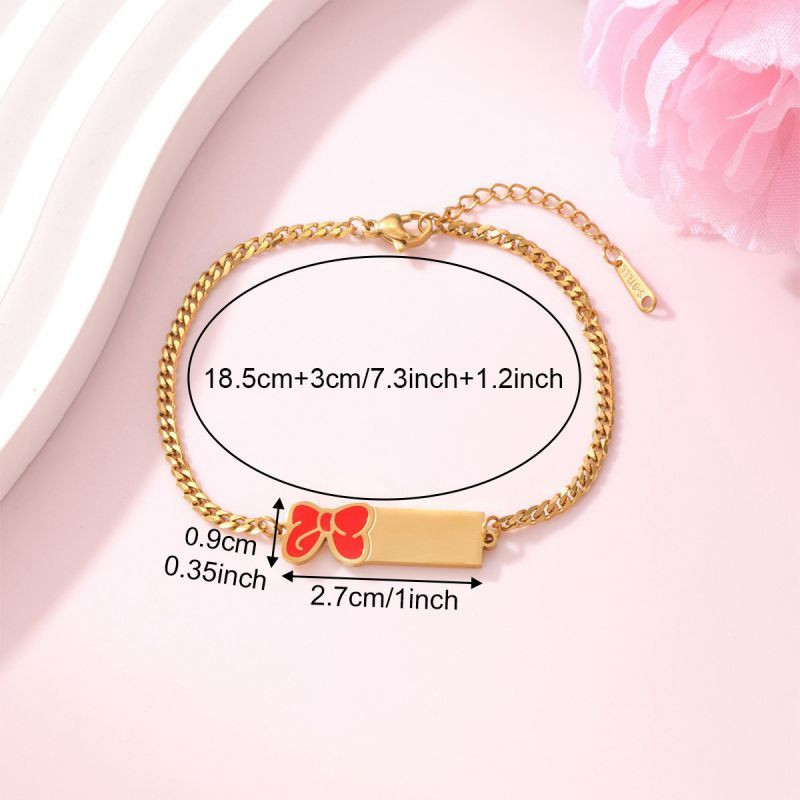 Браслет-цепочка с планкой и ярким сердечком CJP62256