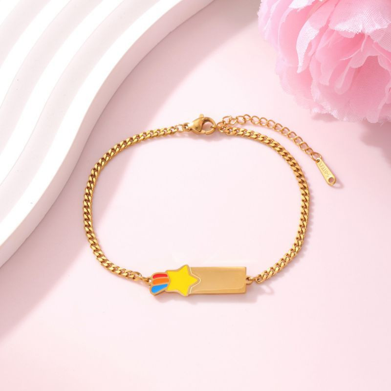 Браслет-цепочка с планкой и ярким сердечком CJP62256