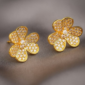 Серьги-гвоздики цветы со стразами 1J12082CJJ