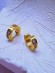 Стальные серьги-конго с напылением золотом и фианитами J10250(CJJ)