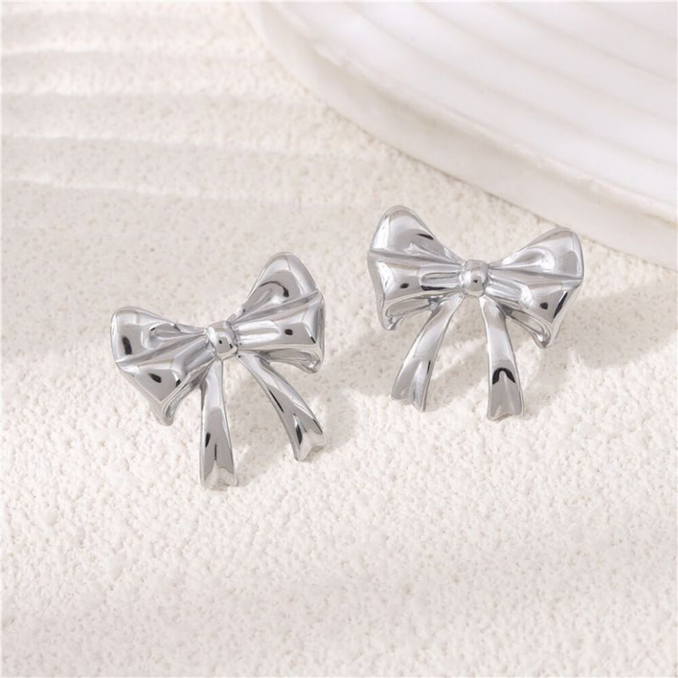 Серебристые серьги-пусеты Банты CJH27339