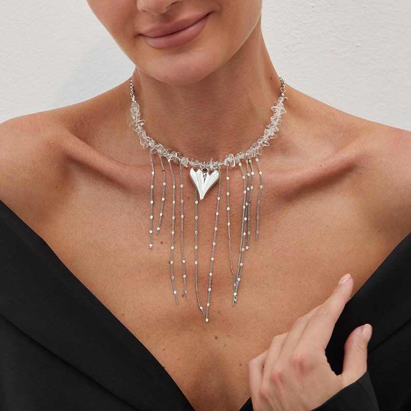 Колье ювелирный сплав бисер кулон сердце 1J12223CJJ Колье ювелирный сплав бисер кулон сердце 1J12223CJJ