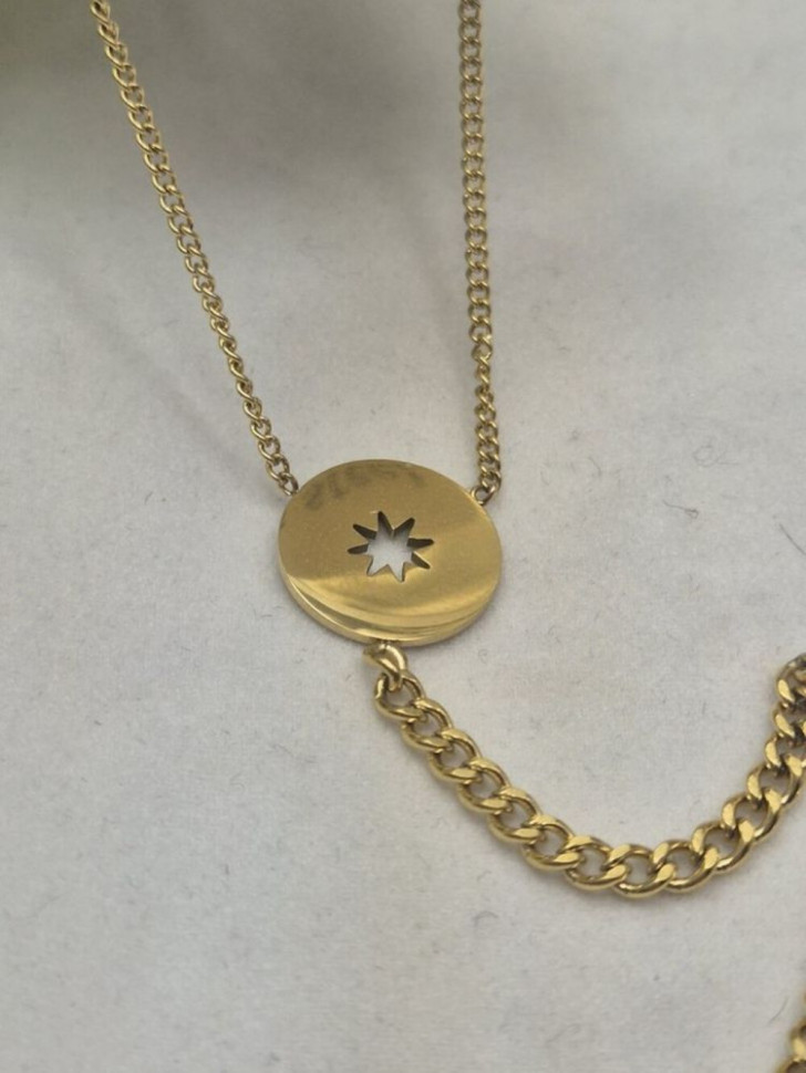 Оригинальное колье-галстук с дисковидными подвесками J10642CJJ