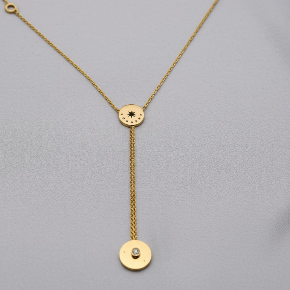 Оригинальное колье-галстук с дисковидными подвесками J10642CJJ