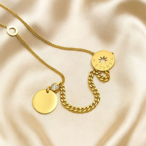 Оригинальное колье-галстук с дисковидными подвесками J10642CJJ