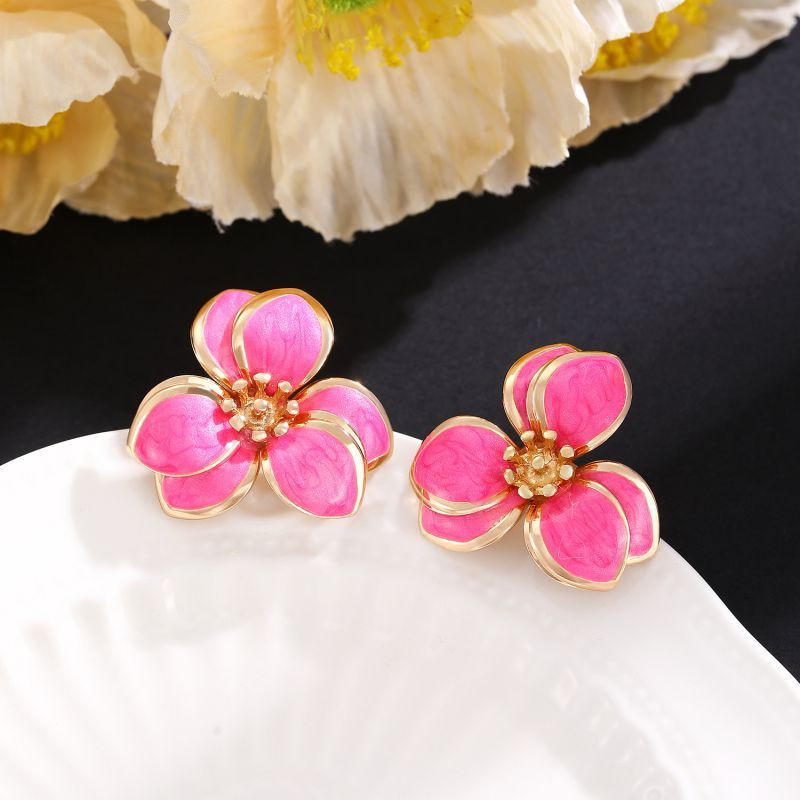 Яркие серьги-пусеты лесные цветы CJL92413