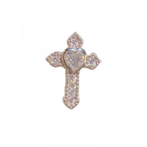 Серебристая серьга с крестом и цирконом CJX66173