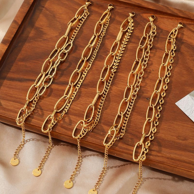 Браслет многослойный из каскада овальных цепей CJN36884