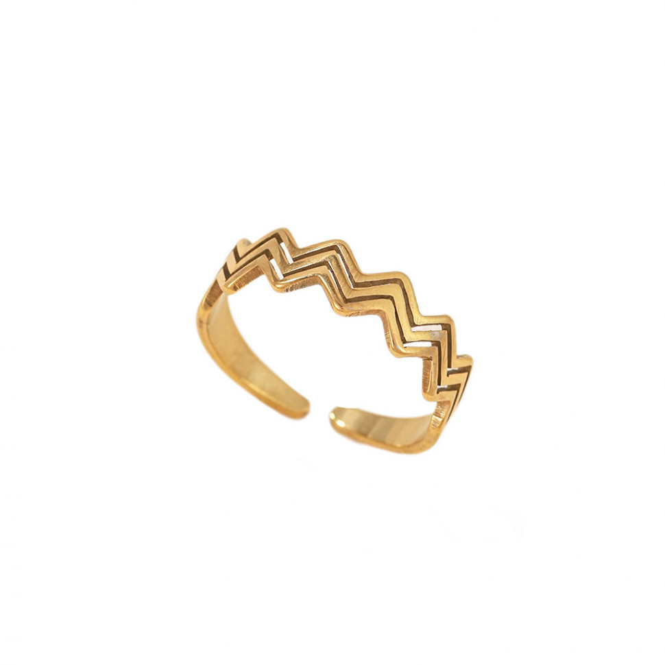 Золотистое разомкнутое кольцо с тройным зигзагом J11570CJJ