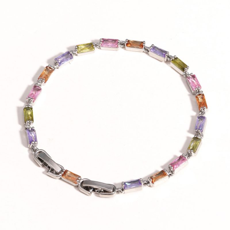 Браслет-дорожка из прямоугольных разноцветных камней CJR60852