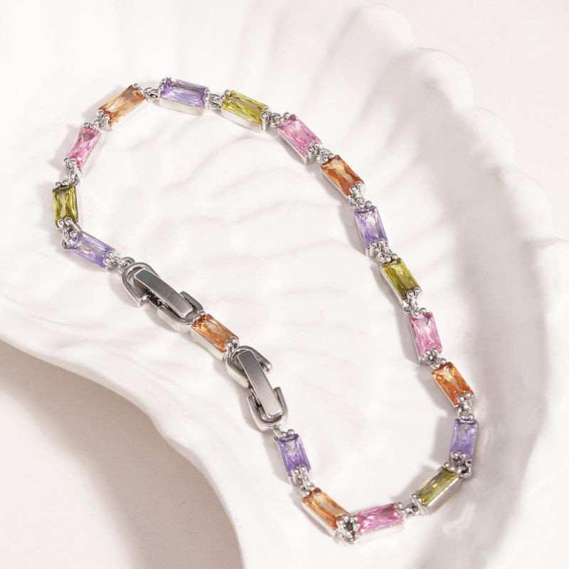 Браслет-дорожка из прямоугольных разноцветных камней CJR60852