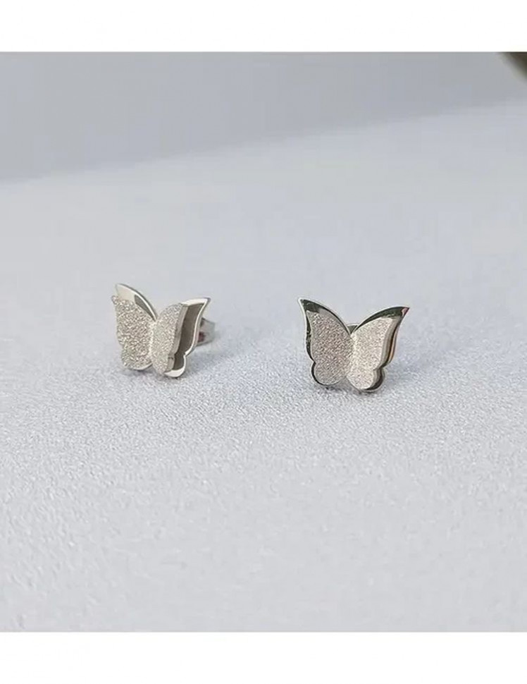 Стальные серьги в виде бабочек с микрокристаллами J10011CJJ
