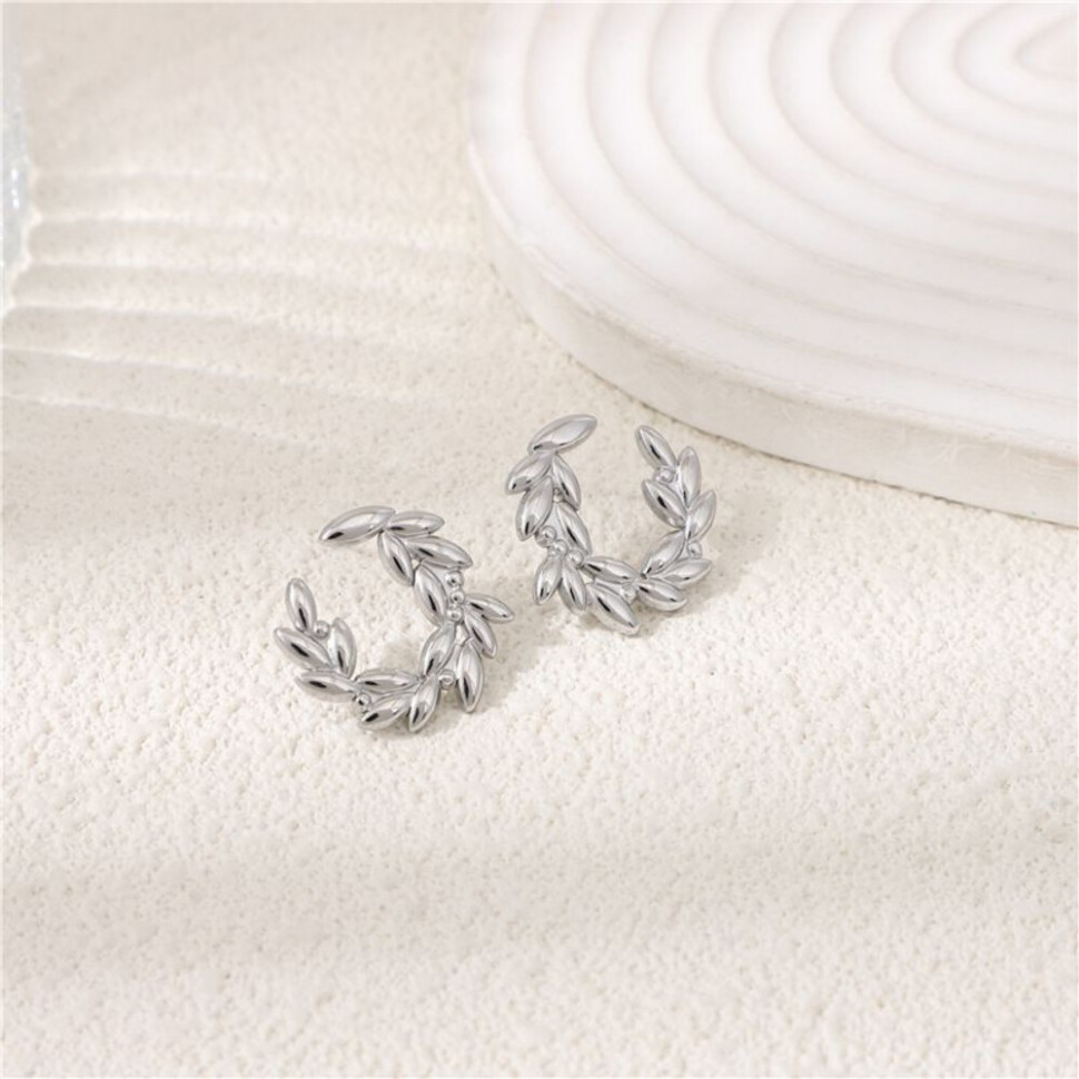 Серебристые серьги-кольца Веточки CJH27399