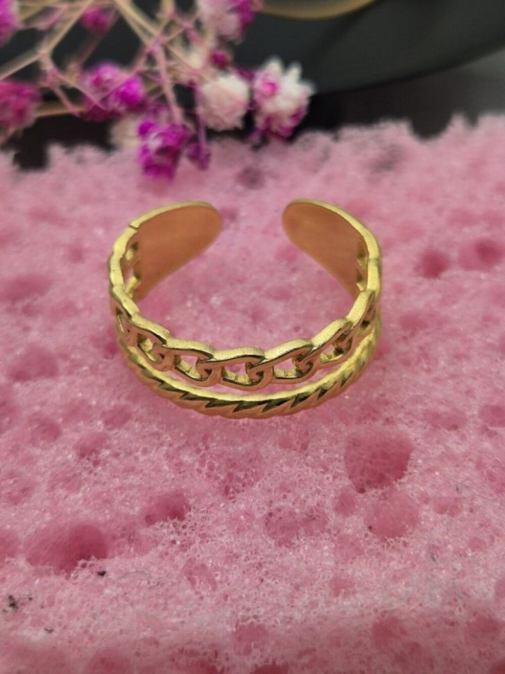 Кольцо медицинская сталь с напылением золотом J11376CJJ