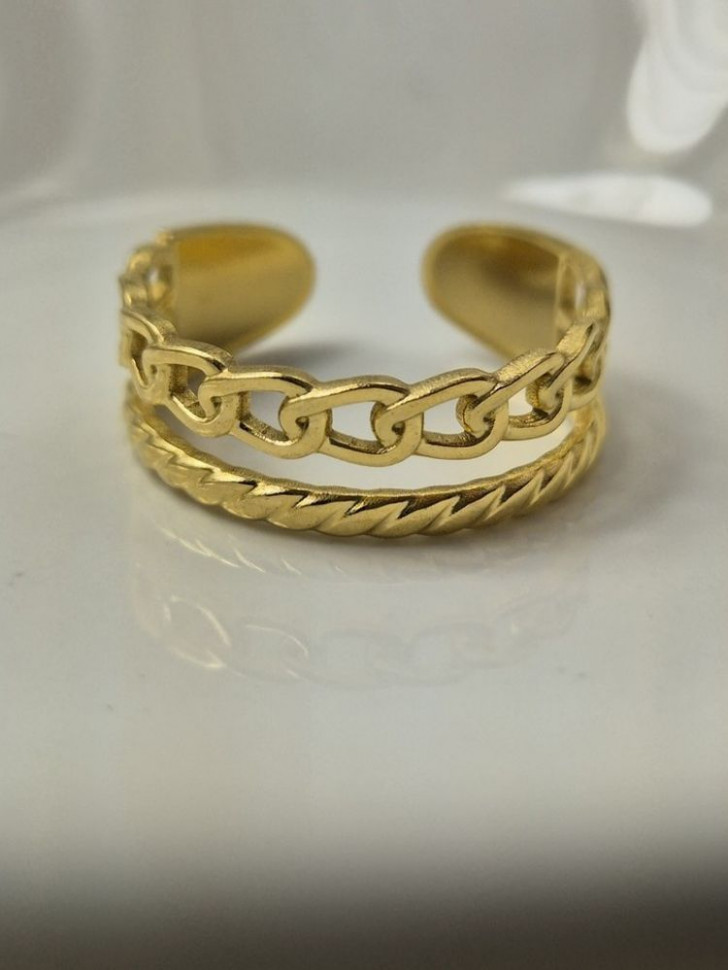 Кольцо медицинская сталь с напылением золотом J11376CJJ