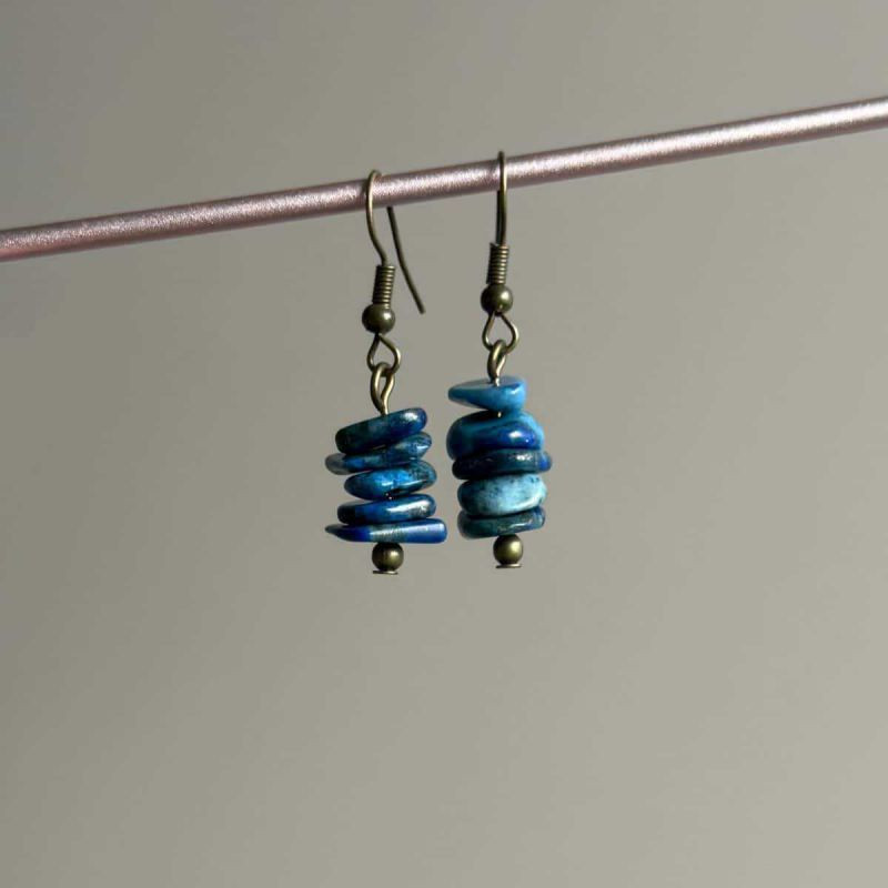 Серьги с бусинами из тигрового глаза лазурита и флюорита CJX82828