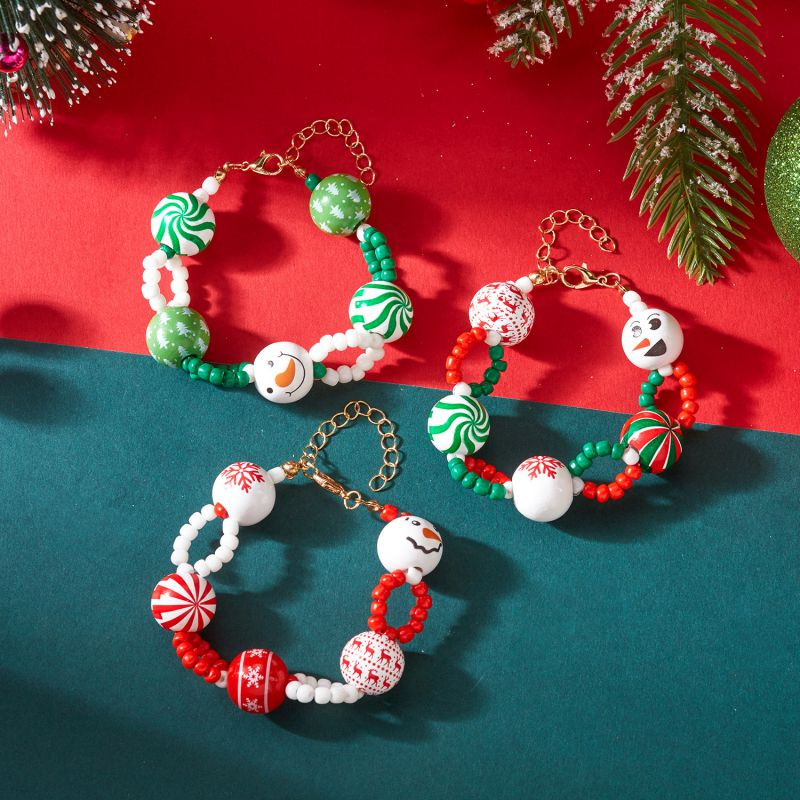 Браслет из бусин со снеговиком CJR81877 Браслет из бусин со снеговиком CJR81877