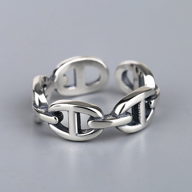 Кольцо широкое с плетением в виде звеньев цепи CJC99249