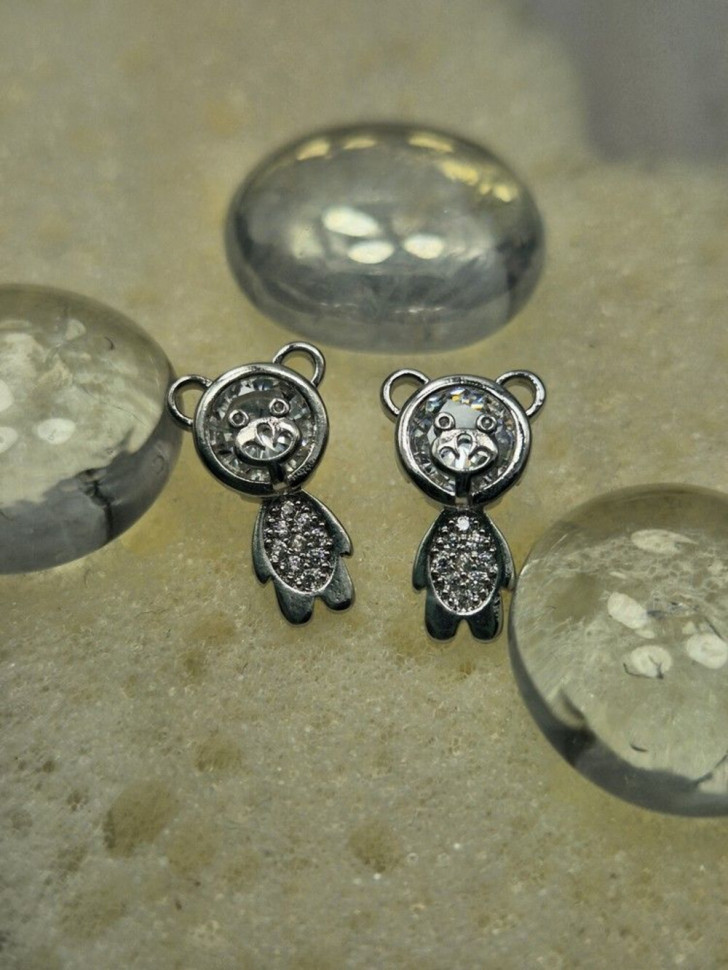 Серьги-гвоздики мишки со стразами J10706CJJ Серьги-гвоздики мишки со стразами J10706CJJ