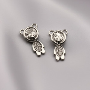 Серьги-гвоздики мишки со стразами J10706CJJ