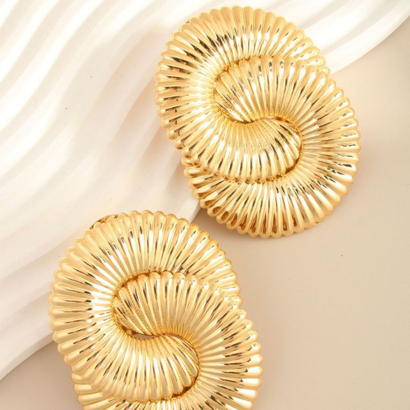 Объемные серьги-пусеты витые кольца CJN34096