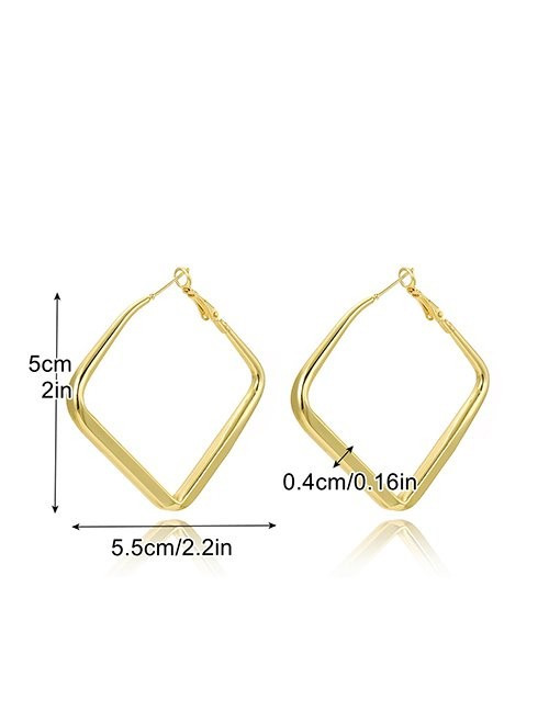 Крупные квадратные серьги-кольца с тонкими гранями M08736