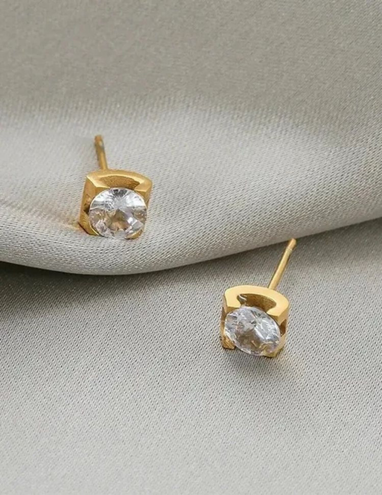 Серьги-пусеты Квадратные кристаллы 1J10012CJJ