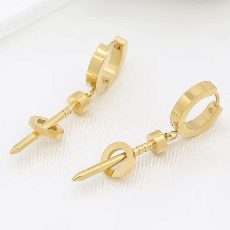 Золотистые серьги-кольца «Индустриал» J10252CJJ