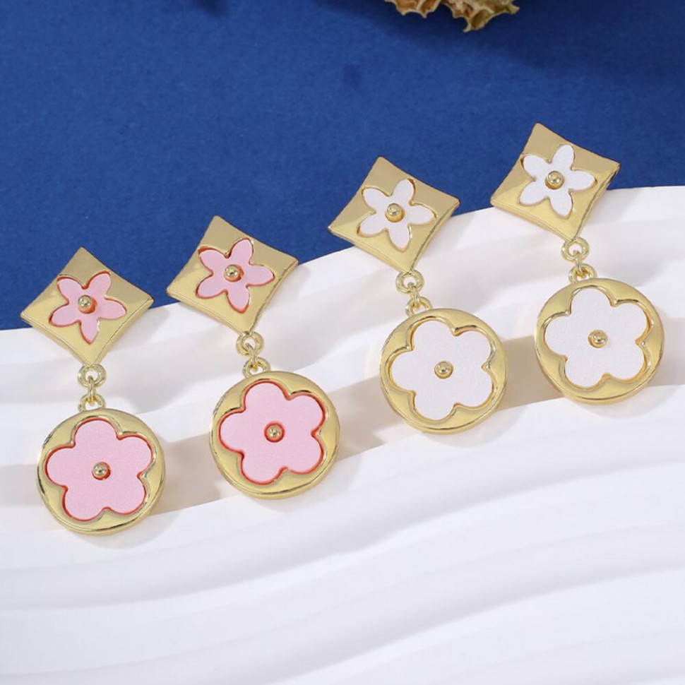 Серьги-подвески клевер двойной CJ22198