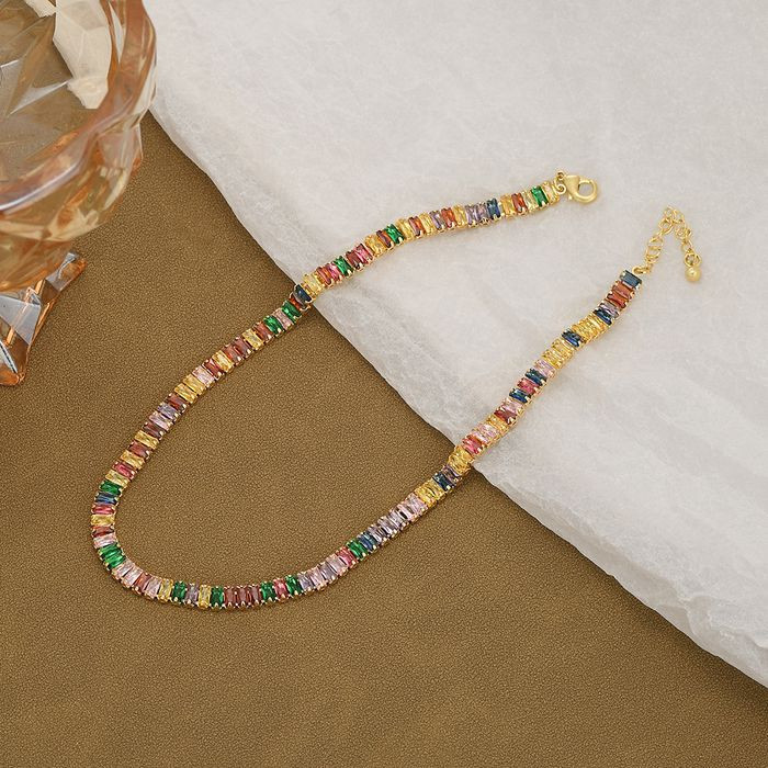 Разноцветный Чокер в стиле «теннисная цепь» с яркими кристаллами S70197MSK