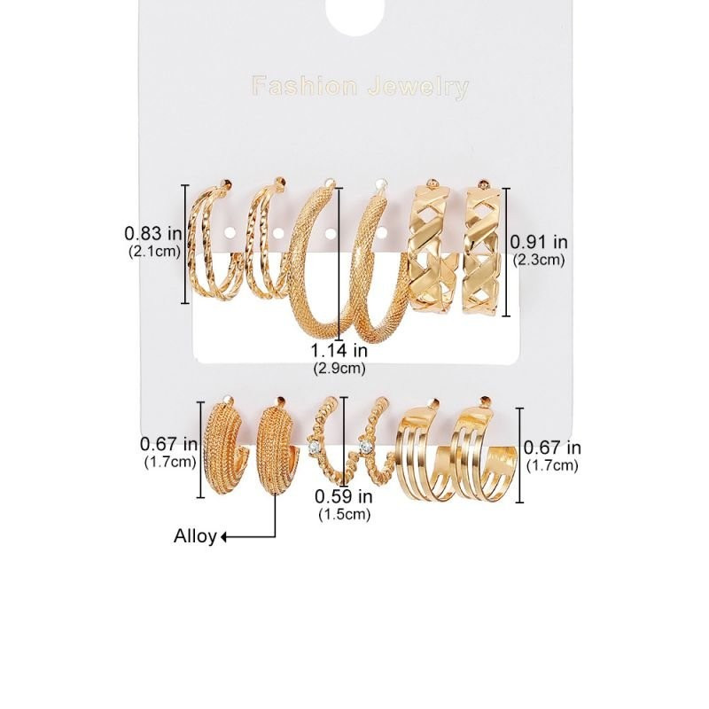 Комплект золотистых серег конго с двойными кольцами и жемчужной инкрустацией CJC89008 Комплект золотистых серег конго с двойными кольцами и жемчужной инкрустацией CJC89008