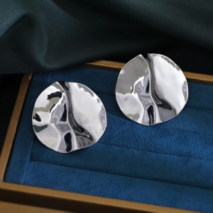 Крупные серьги-диски Мятый металл CJC95362 Крупные серьги-диски Мятый металл CJC95362