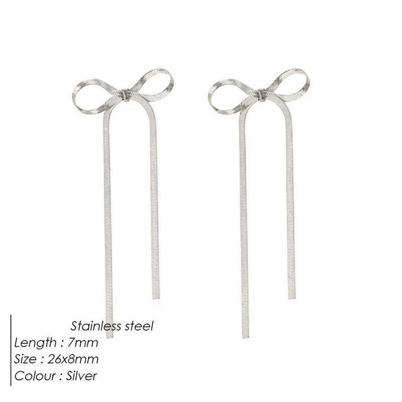 Серьги Висячие Банты с длинными цепями CJN81750