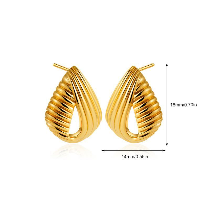 Объемные серьги с рельефными полосами CJL16384