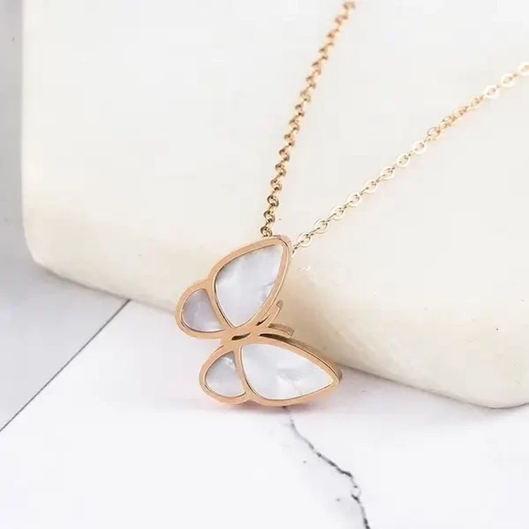 Цепочка стальная с напылением золотом кулон бабочка J10164CJJ