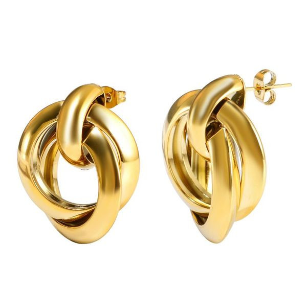 Серьги Висячие двойные кольца узлы CJL48920 Серьги Висячие двойные кольца узлы CJL48920