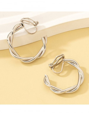 Комбинированные серьги-кольца из переплетенного металла Z63406 Комбинированные серьги-кольца из переплетенного металла Z63406