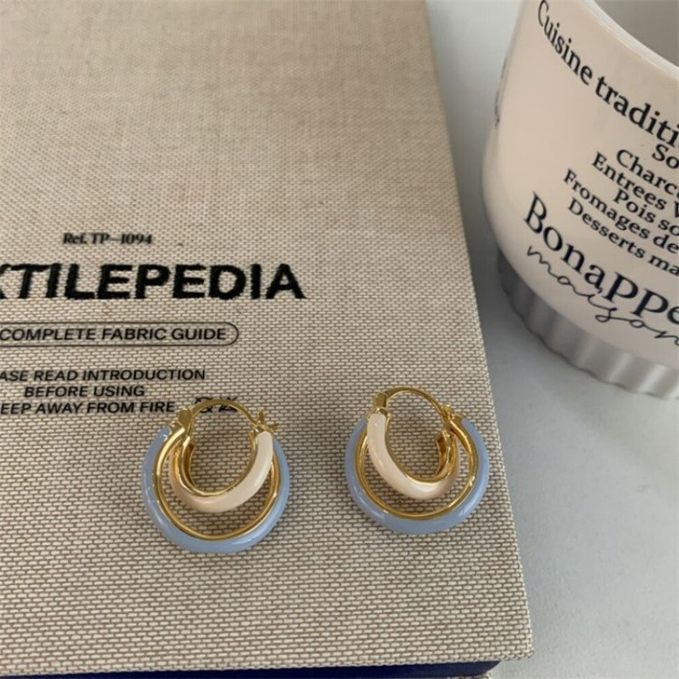 Серьги кольца ювелирный сплав с напылением золотом J11421CJJ Серьги кольца ювелирный сплав с напылением золотом J11421CJJ