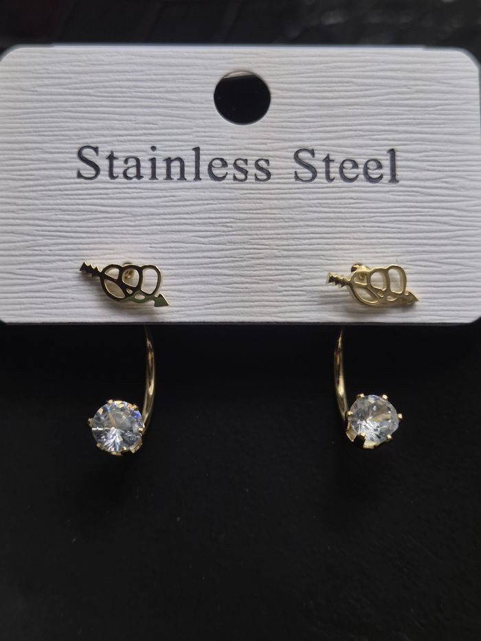 Серьги стальные сердца с напылением золотом J11521CJJ Серьги стальные сердца с напылением золотом J11521CJJ