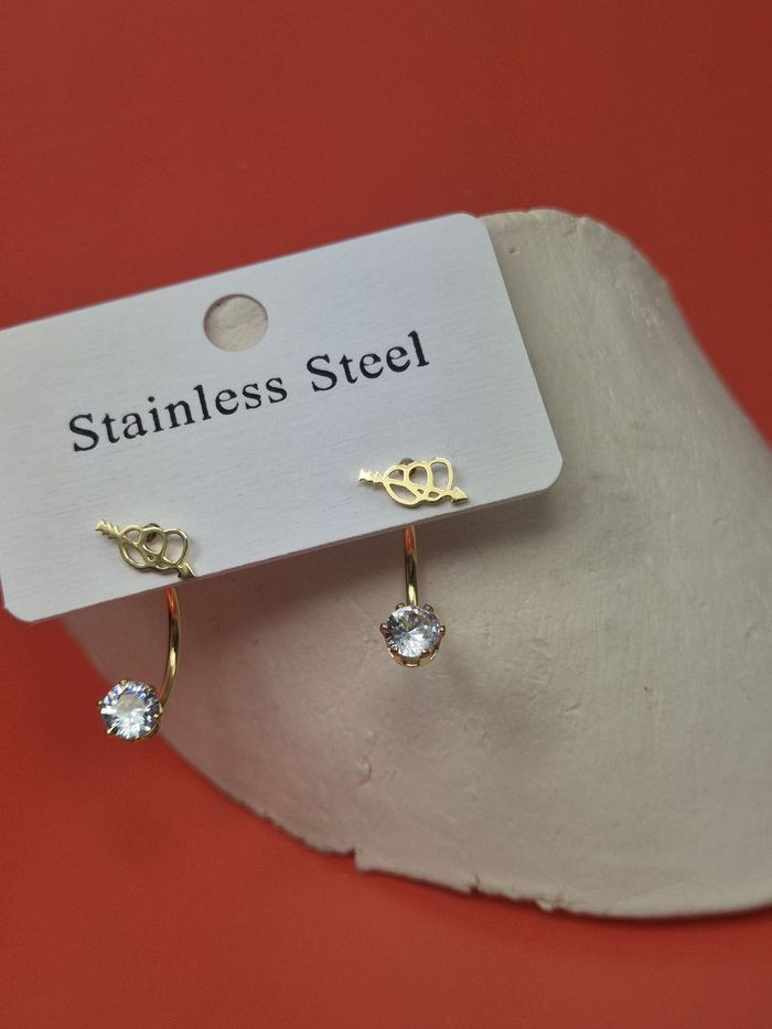 Серьги стальные сердца с напылением золотом J11521CJJ Серьги стальные сердца с напылением золотом J11521CJJ