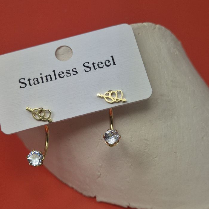 Серьги стальные сердца с напылением золотом J11521CJJ Серьги стальные сердца с напылением золотом J11521CJJ