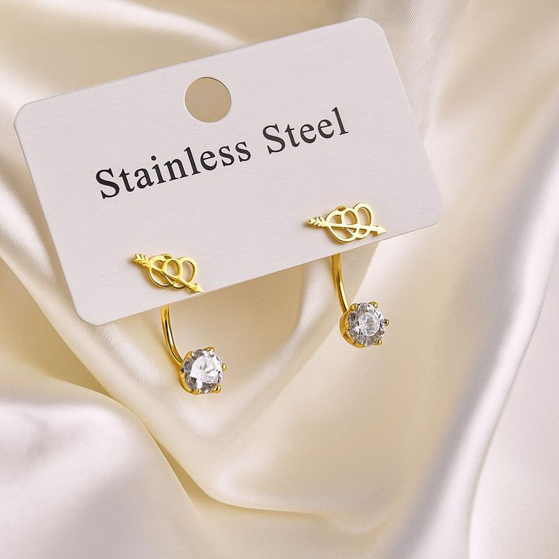 Серьги стальные сердца с напылением золотом J11521CJJ Серьги стальные сердца с напылением золотом J11521CJJ