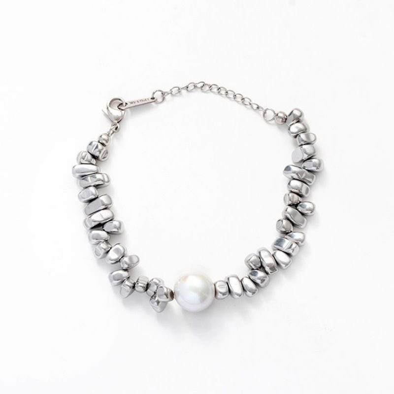 Браслет комбинированный из звеньев и жемчуга CJD91822