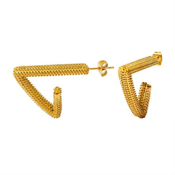 Серьги-кольца разомкнутые треугольные матовые CJL48921 Серьги-кольца разомкнутые треугольные матовые CJL48921