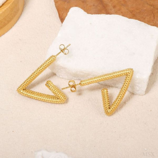 Серьги-кольца разомкнутые треугольные матовые CJL48921 Серьги-кольца разомкнутые треугольные матовые CJL48921