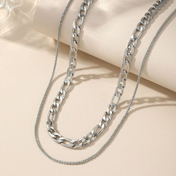 Серебристая цепочка двойного плетения CJL77520