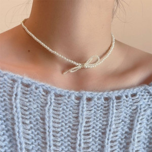 Тонкое жемчужное колье с подвеской в форме узла CJL80936 Тонкое жемчужное колье с подвеской в форме узла CJL80936