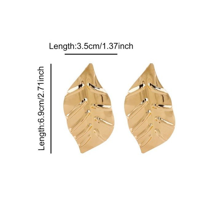 Фактурные серьги-пусеты древесный лист CJM34735