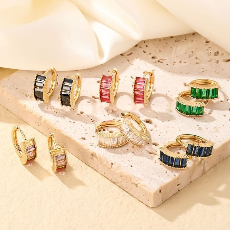 Серьги-кольца с изумрудными кристаллами M92176