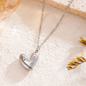 Серебристое колье с сердцем из циркона CJX87574